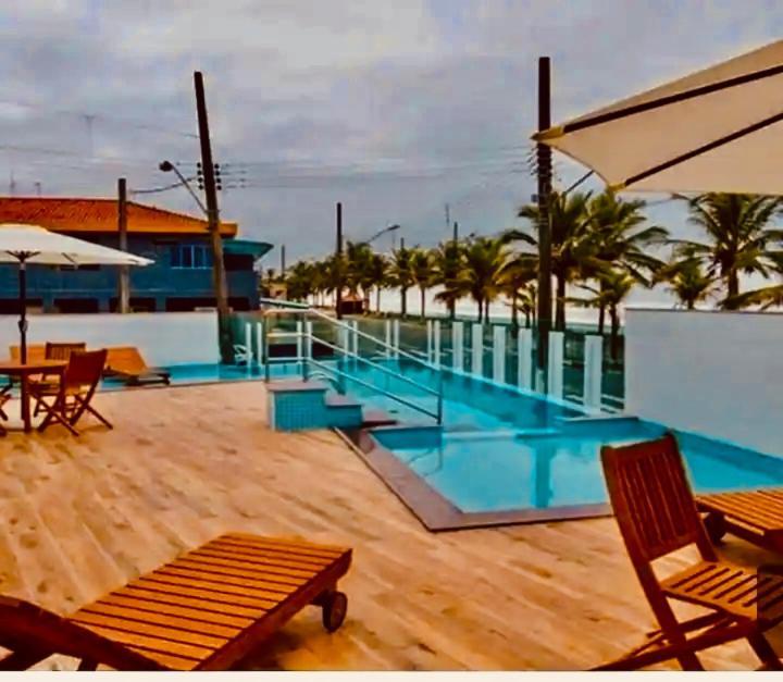 Mongagua Com Vista Para O Mar Pe Na Areia المظهر الخارجي الصورة
